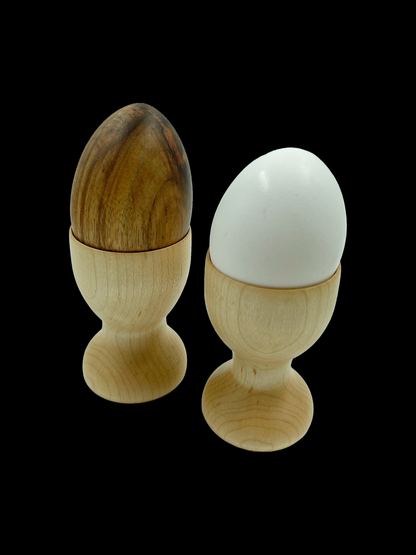 Wooden eggs & egg cups
