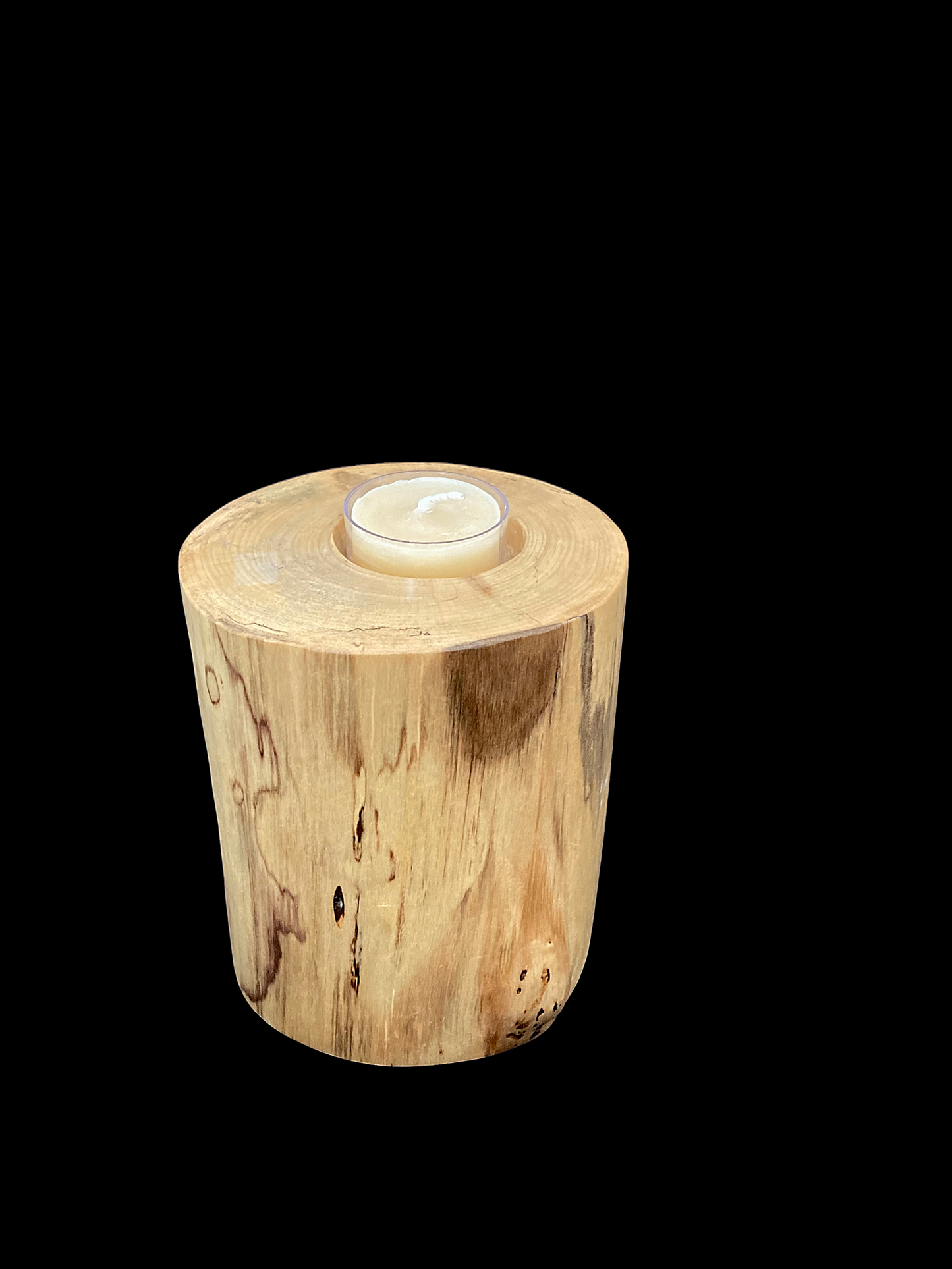 Log candle holder