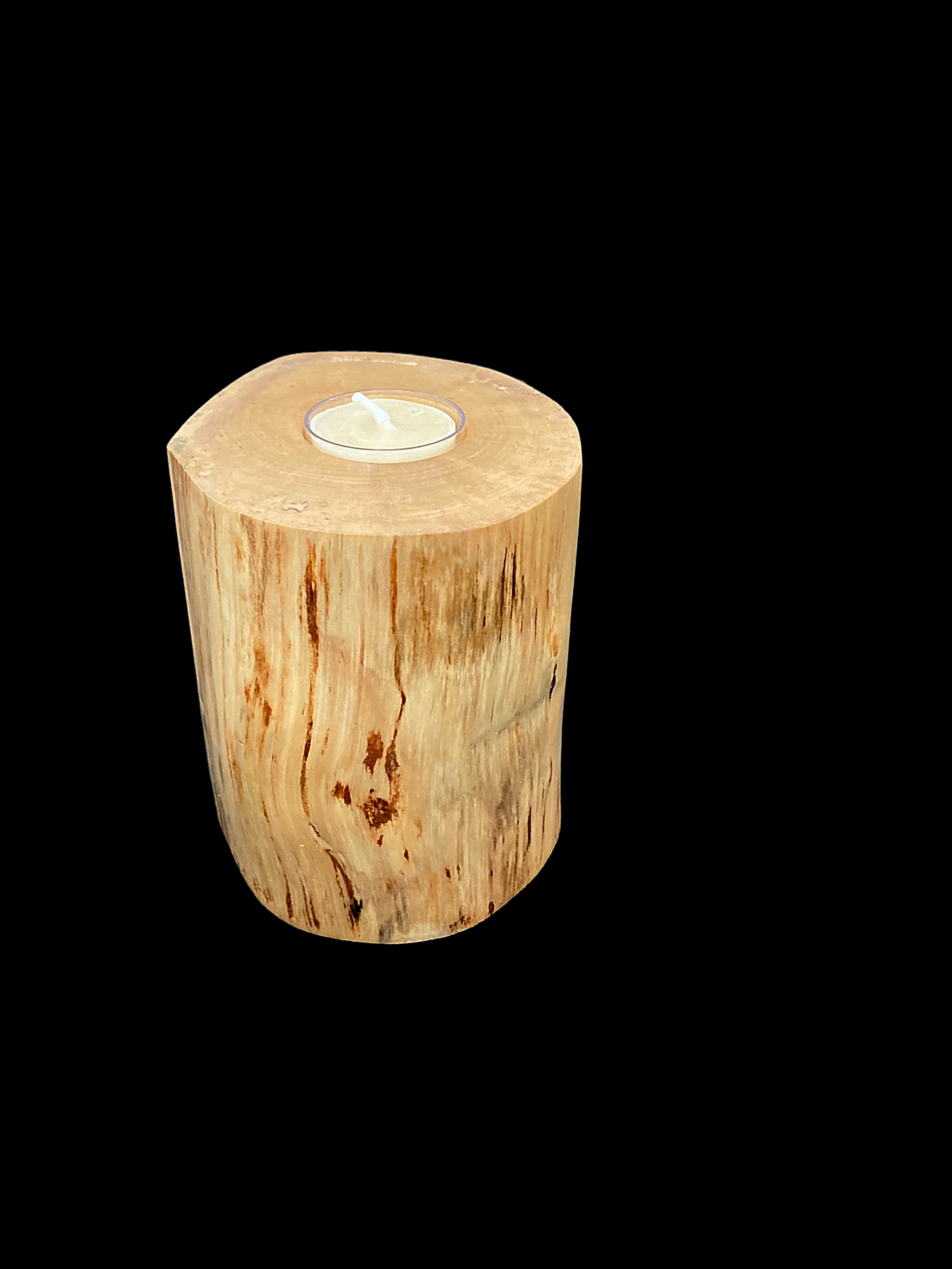 Log candle holder