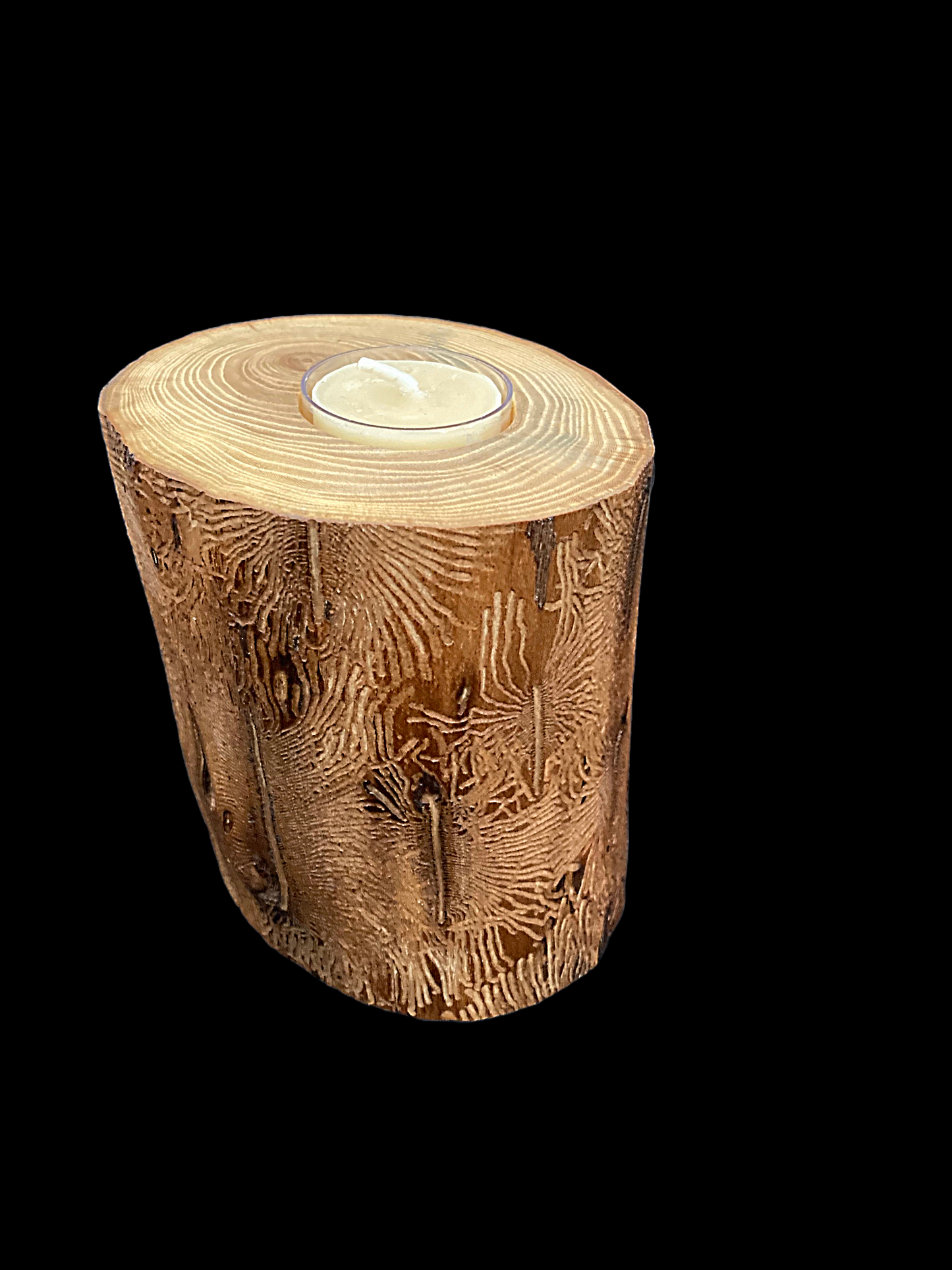 Log candle holder