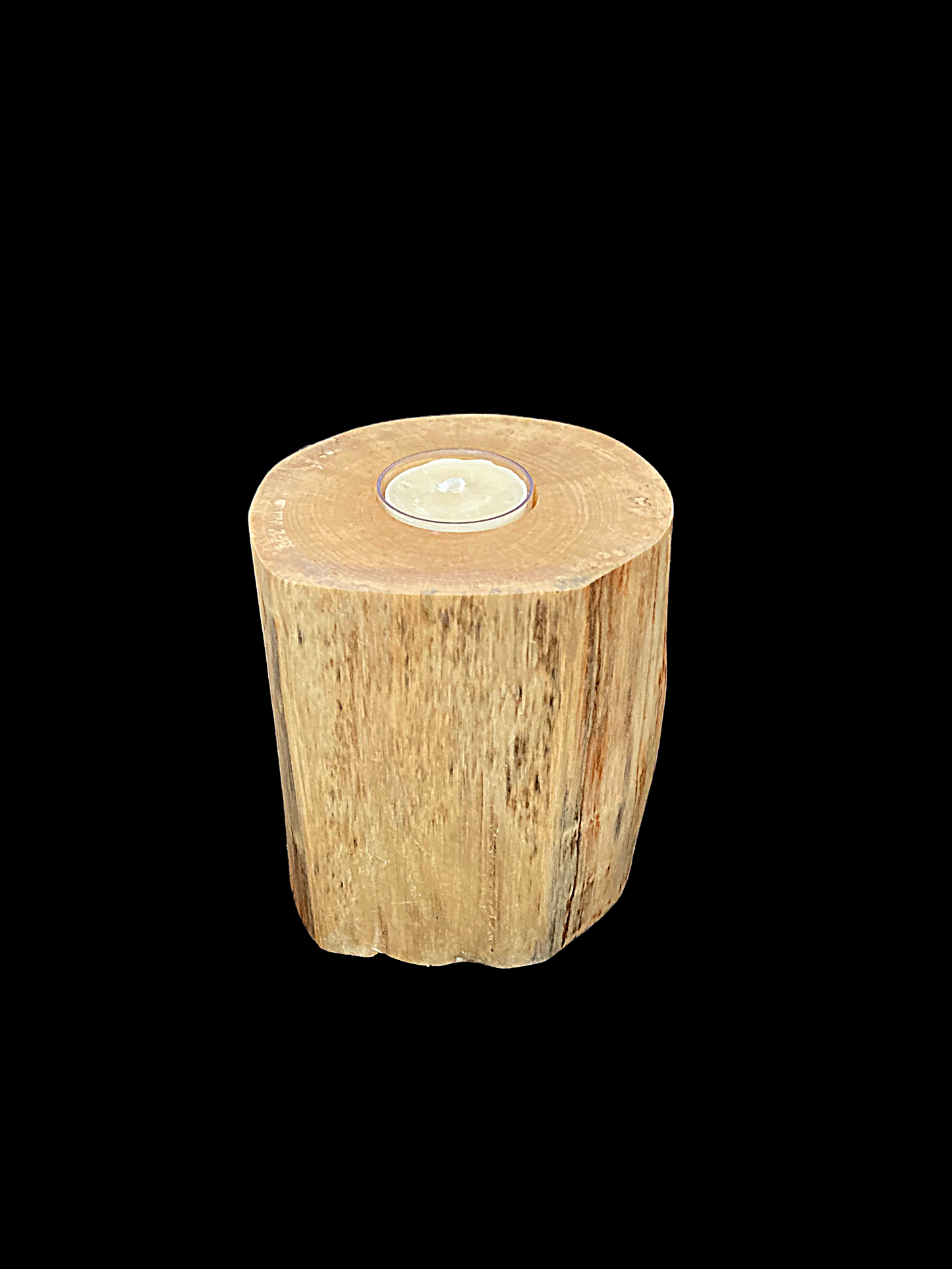 Log candle holder